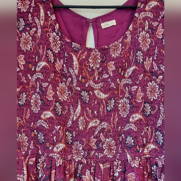 Hollister Floral Shear Long Sleeves Peasant Dress, Size Large - Picture 4 of 9